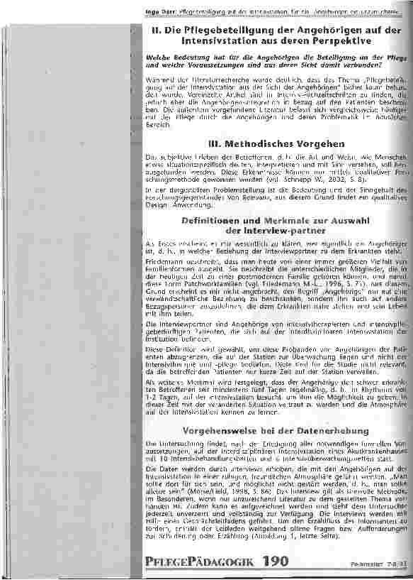 Vorschauseite 3: Pflegebeteiligung auf der Intensivstation, für die Angehörigen ein unzumutbarer Gedanke oder eine bedeutende Chance?