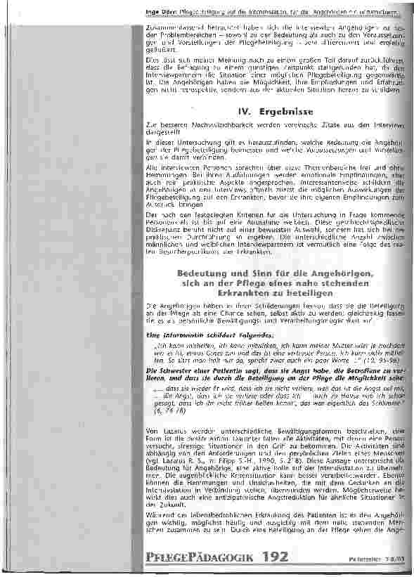 Vorschauseite 5: Pflegebeteiligung auf der Intensivstation, für die Angehörigen ein unzumutbarer Gedanke oder eine bedeutende Chance?
