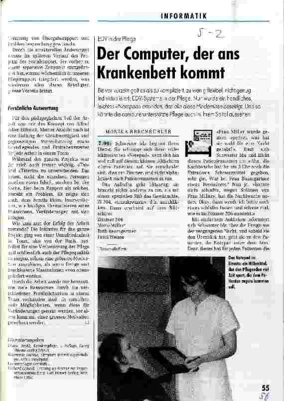 Vorschauseite 1: Der Computer, der ans Bett kommt EDV in der Pflege