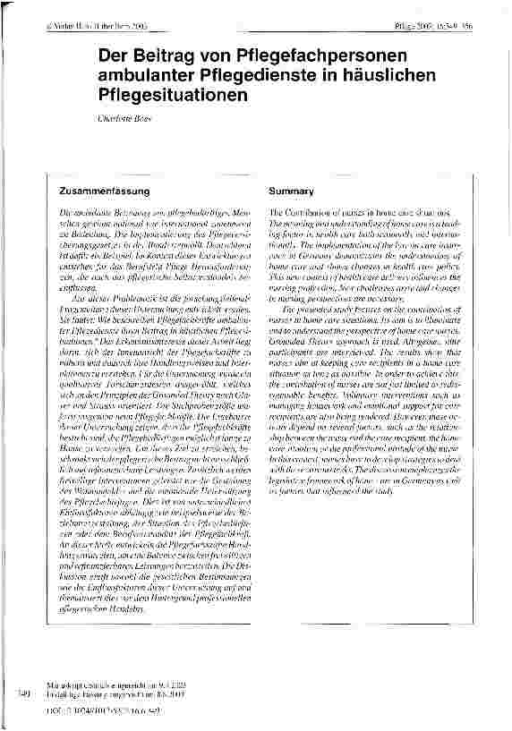 Vorschauseite 1: Der Beitrag von Pflegefachpersonen ambulanter Pflegedienste in häuslichen Pflegesituationen