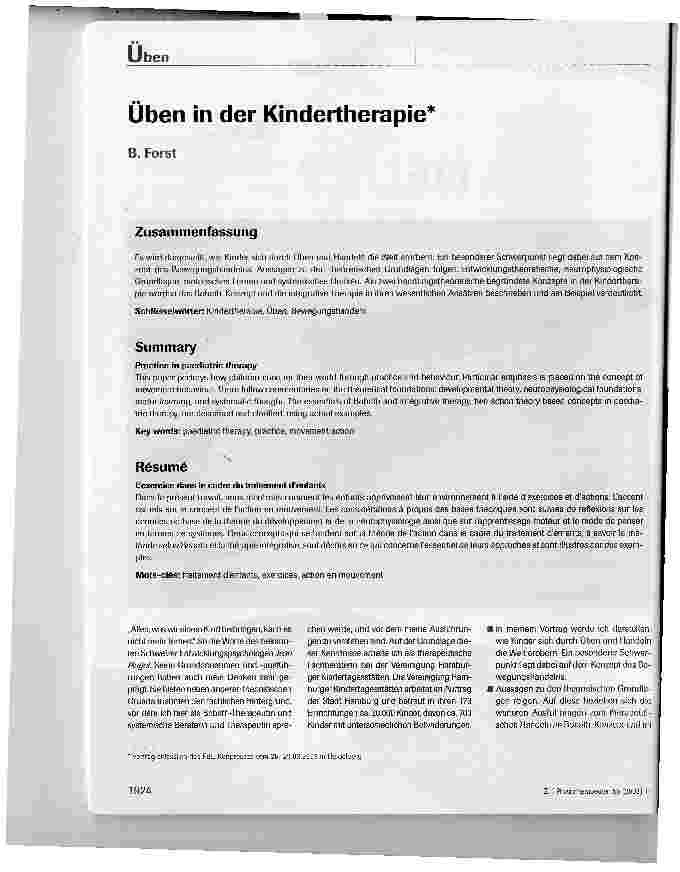 Vorschauseite 1: Üben in der Kindertherapie