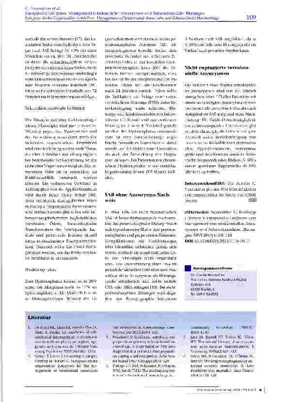 Vorschauseite 4: Europäische Leitlinien: Management intrakranieller Aneurysmen und Subarachnoidaler Blutungen
