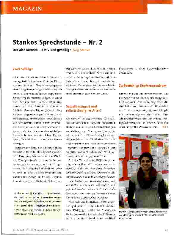 Vorschauseite 1: Stankos Sprechstunde - Nr. 2 Der alte Mensch - aktiv und gesellig?