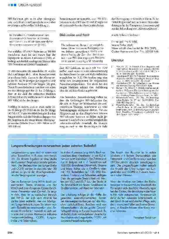 Vorschauseite 3: Behandlungsprävalenz von HIV in der PKV