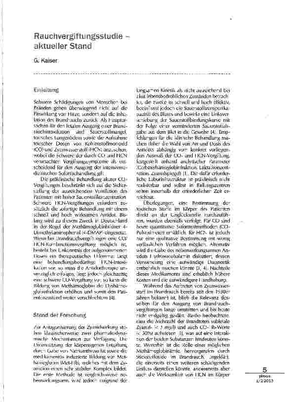 Vorschauseite 1: Rauchvergiftungsstudie - aktueller Stand