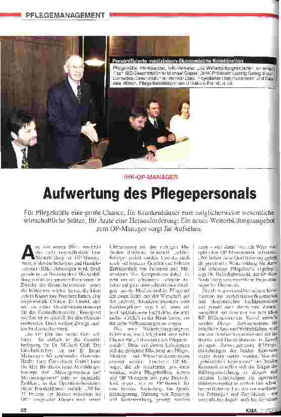 Vorschauseite 1: Aufwertung des Pflegepersonals IHK-OP-Manager