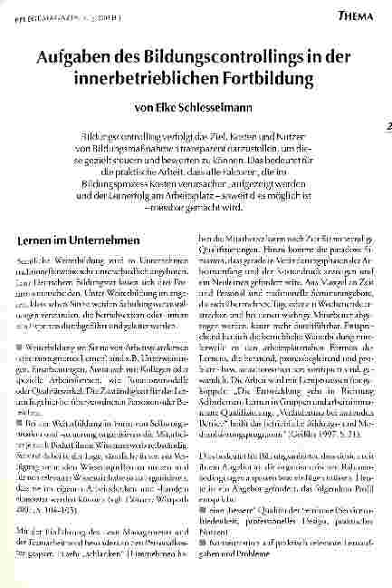 Vorschauseite 1: Aufgaben des Bildungscontrollings in der innerbetrieblichen Fortbildung
