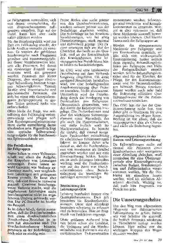 Vorschauseite 2: GSG 1993 Auf dem Weg vom Pflegesatz zur Fallpauschale