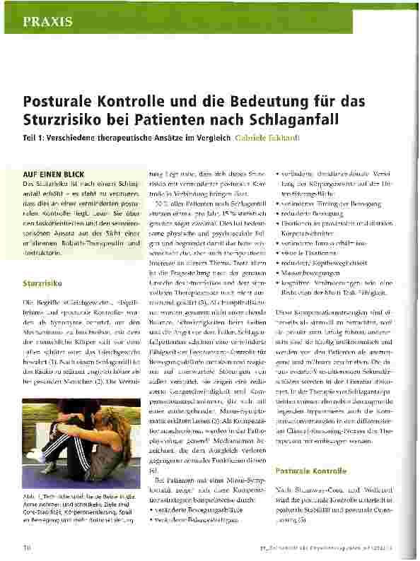 Vorschauseite 1: Posturale Kontrolle und die Bedeutung für das Sturzrisiko bei Patienten nach Schlaganfall Teil 1: Verschiedene therapeutische Ansätze im Vergleich