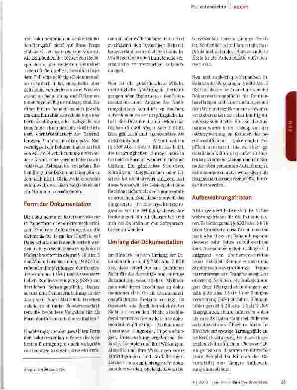 Vorschauseite 2: Das neue Patientenrechtegesetz Teil 3: Dokumentationspflicht