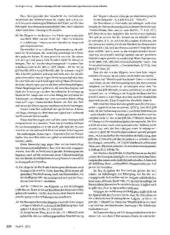 Vorschauseite 2: Arbeitszeitausgleich für teilzeitbeschäftigte Personalratsmitglieder