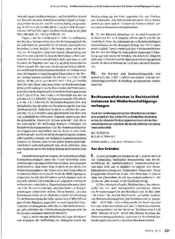 Vorschauseite 5: Arbeitszeitausgleich für teilzeitbeschäftigte Personalratsmitglieder