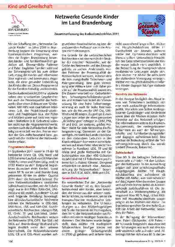 Vorschauseite 1: Netzwerke Gesunde Kinder im Land Brandenburg