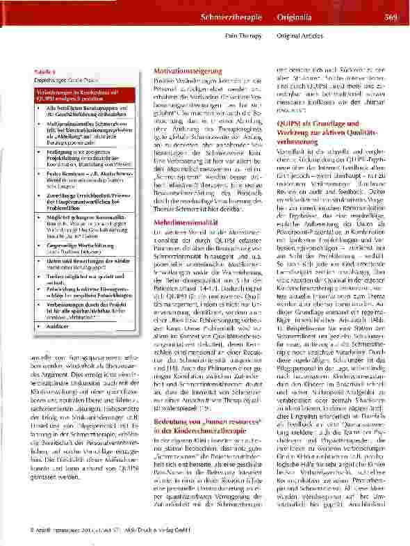 Vorschauseite 6: QUIPS als Werkzeug zum kontinuierlichen Qualitätsmonitoring in einer kinderchirurgischenKlinik