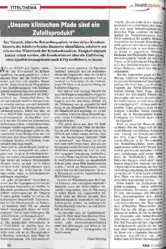 Vorschauseite 2: Klinische Behandlungspfade: Wie erleben eine unglaubliche Zustimmung