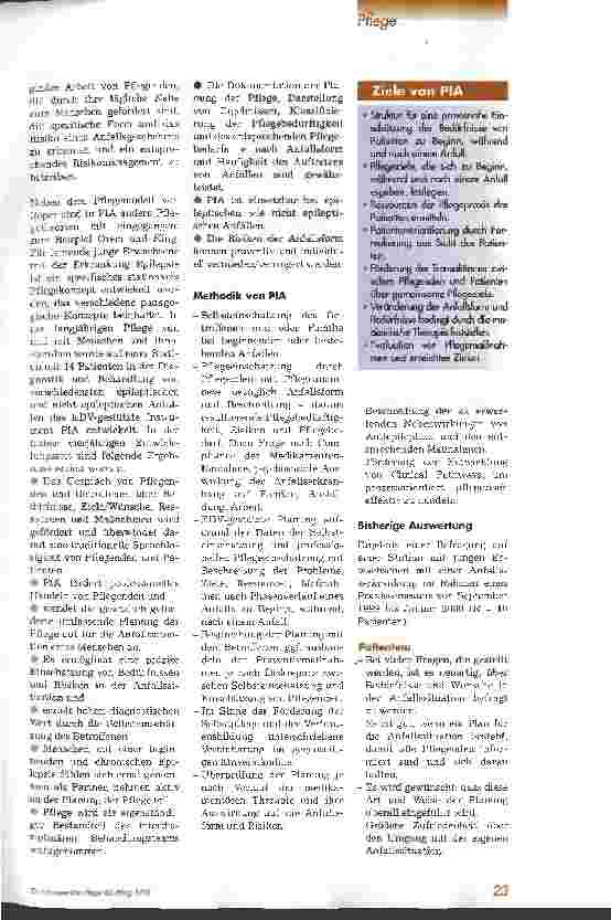Vorschauseite 2: Pflegeplanung PIA - Instrument für das Auftreten von Anfällen