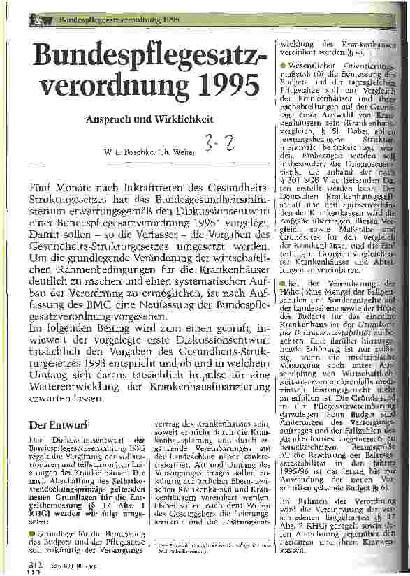 Vorschauseite 1: Bundespflegesatzverordnung 1995 Anspruch und Wirklichkeit