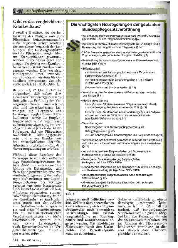 Vorschauseite 3: Bundespflegesatzverordnung 1995 Anspruch und Wirklichkeit