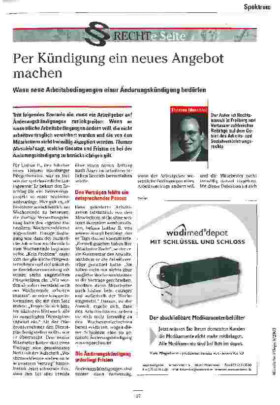 Vorschauseite 1: Per Kündigung ein neues Angebot machen