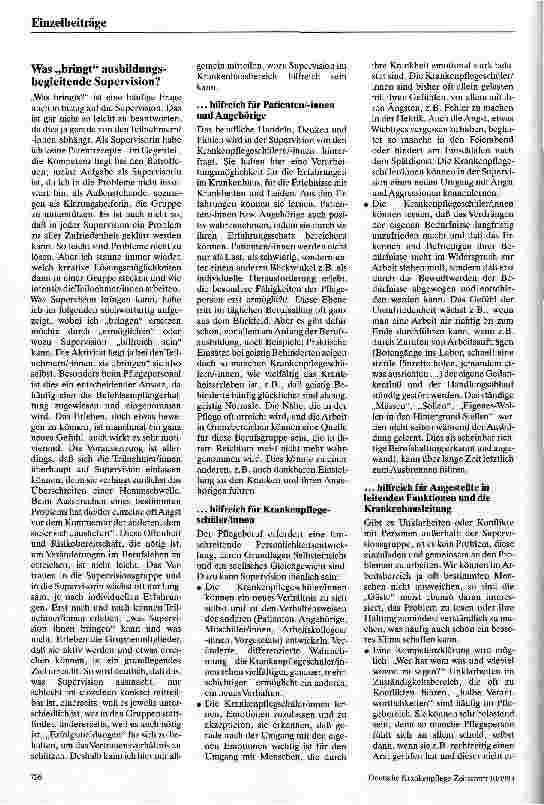 Vorschauseite 4: Ausbildung zum Pflegenot-Stand? Ein Plädoyer für ausbildungsbegleitende Supervision