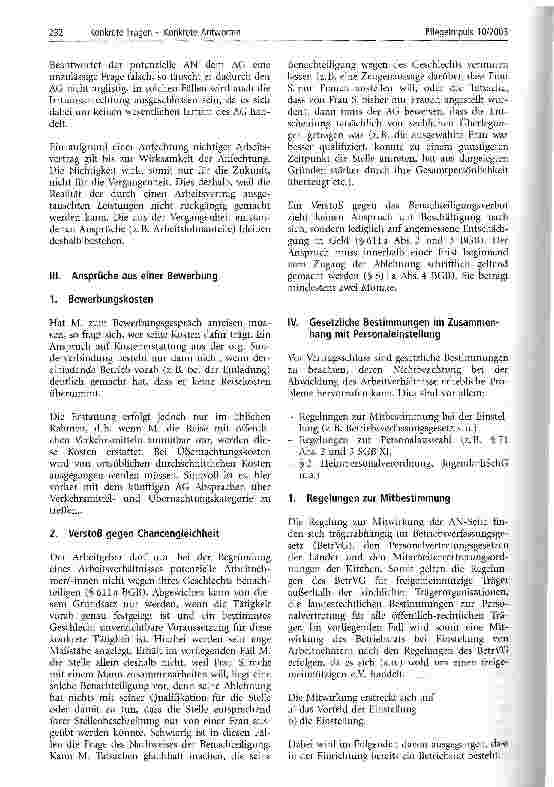 Vorschauseite 4: Wissenswertes zum Zustandekommen eines Arbeitsverhältnisses Eine Checkliste zu Rechtsfragen bei der Einstellung von Personal und zu Inhalten des Arbeitsvertrages im Bereich des Pf…