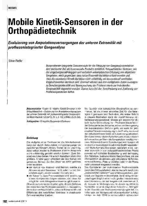 Vorschauseite 1: Mobile Kinetik-Sensoren in der Orthopädietechnik