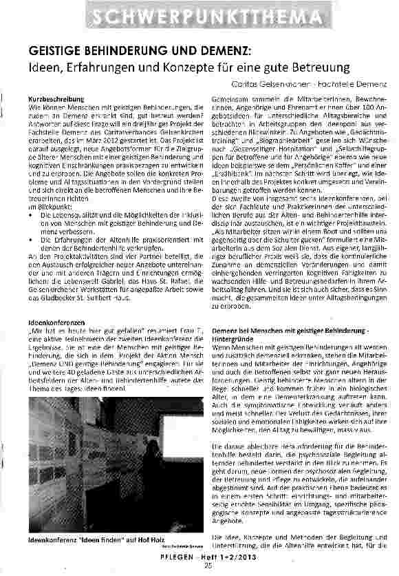 Vorschauseite 1: GEISTIGE BEHINDERUNG UND DEMENZ: Ideen, Erfahrungen und Konzepte für eine gute Betreuung