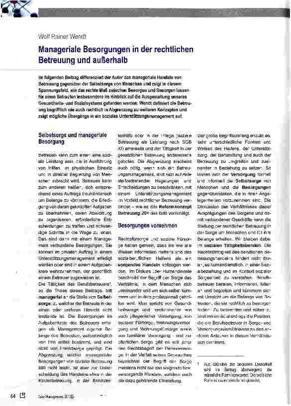 Vorschauseite 1: Manageriale Besorgungen in der rechtlichen Betreuung und außerhalb