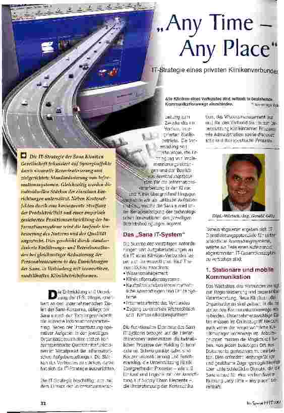 Vorschauseite 1: Any time - any place IT-Strategie eines privaten Klinikverbundes