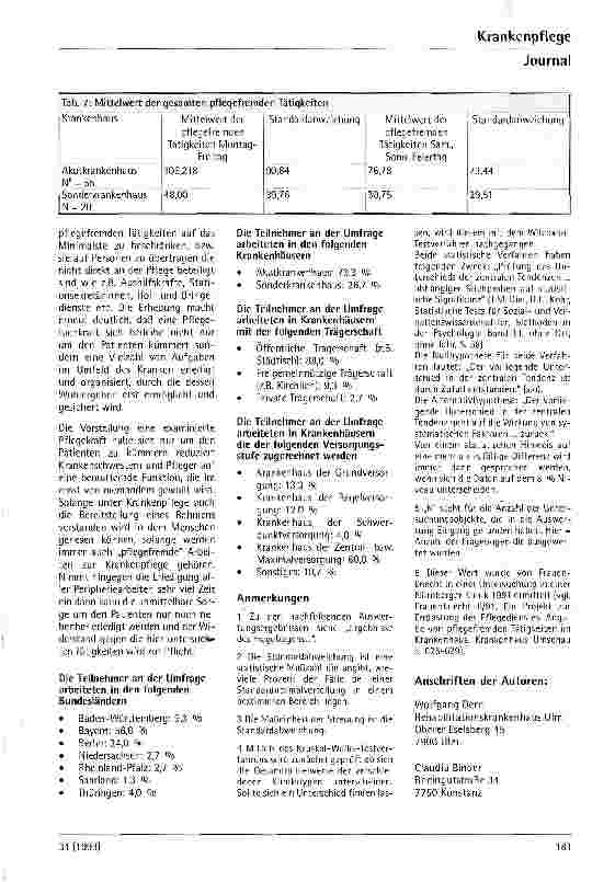 Vorschauseite 5: Ergebnis der Fragebogenaktion zu den pflegefremden Tätigkeiten Aus dem Rehabilitationskrankenhaus Ulm