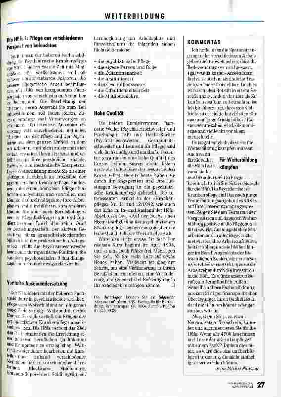 Vorschauseite 2: Und vieles wird wieder klar ... Höhere Fachausbildung (HöFa) in psychiatrischer Krankenpflege