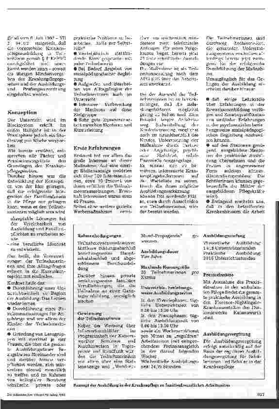 Vorschauseite 2: Teilzeitausbildung in der Krankenpflege zu familienfreundlichen Ausbil dungszeiten Modellprojekt d. Bundesgesundheitsministeriums