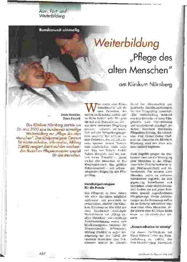 Vorschauseite 1: Weiterbildung Pflege des alten Menschen am Klinikum Nürnberg