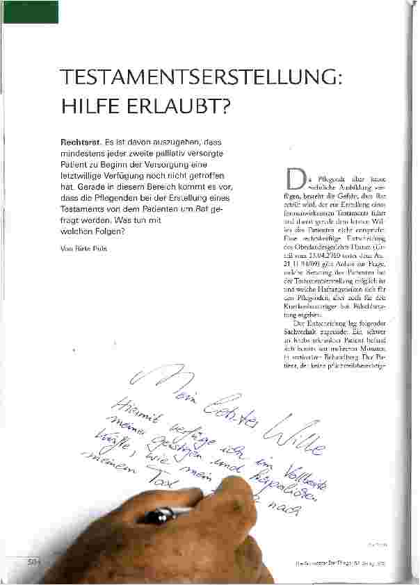 Vorschauseite 1: TESTAMENTSERSTELLUNG HILFE ERLAUBT?