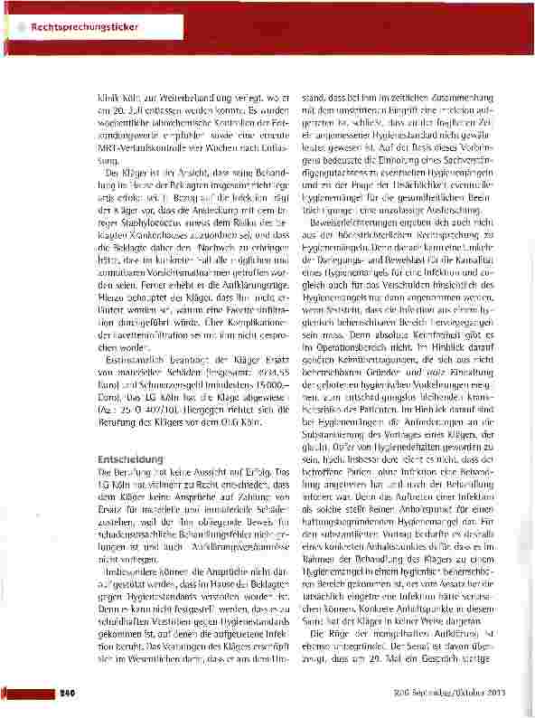 Vorschauseite 2: Schadensersatz wegen Verstoß gegen Hygienestandards