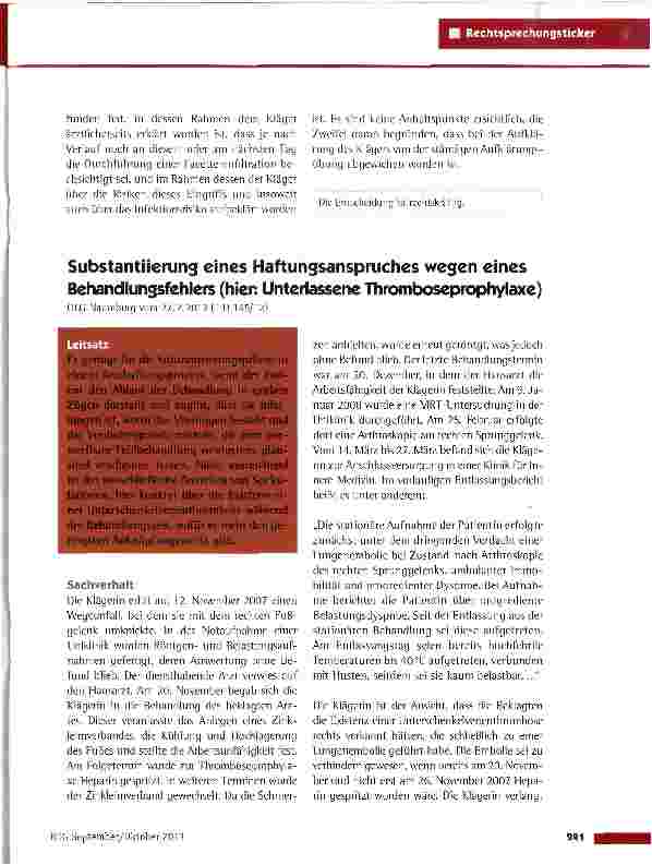 Vorschauseite 3: Schadensersatz wegen Verstoß gegen Hygienestandards