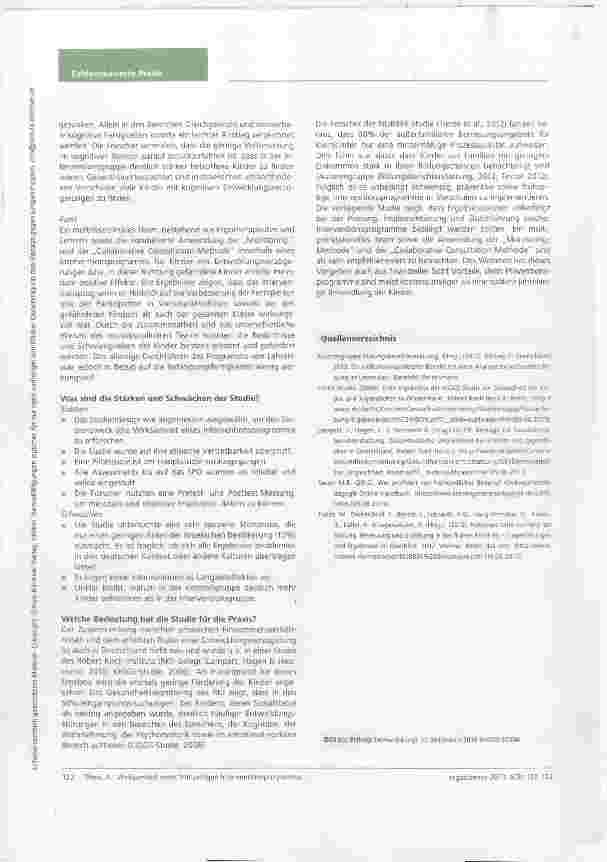 Vorschauseite 3: Nutzerfreundliche Studienzusammenfassung Wirksamkeit eines frühzeitigen Interventionsprogramms für gefährdete Jungen im Vorschulalter: eine Studie mit zwei Gruppenkontrollstudien