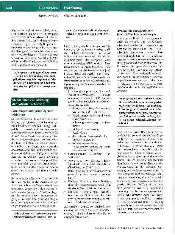 Vorschauseite 4: Patientensicherheit in der Anästhesie
