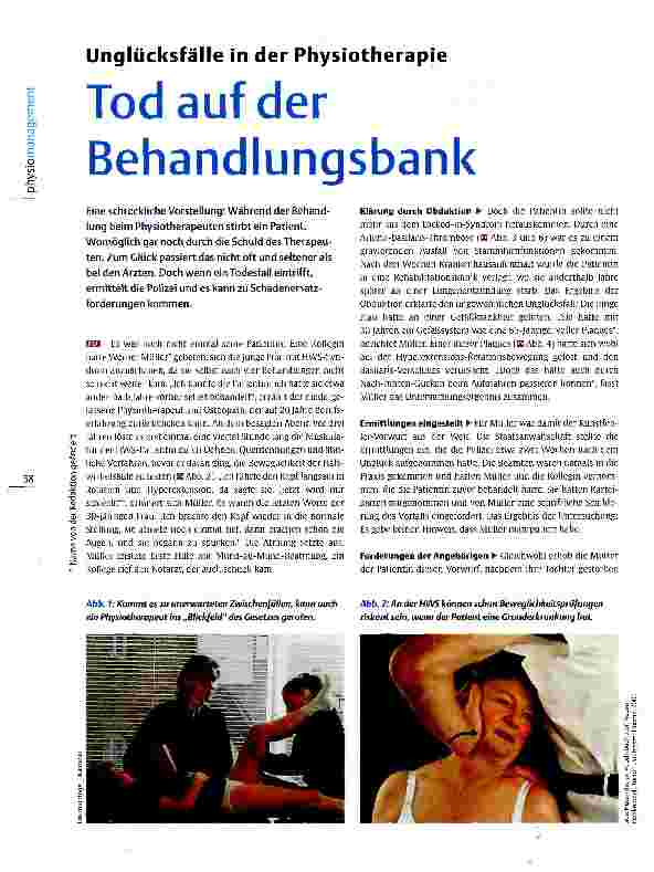 Vorschauseite 1: Unglücksfälle in der Physiotherapie Tod auf der Behandlungsbank