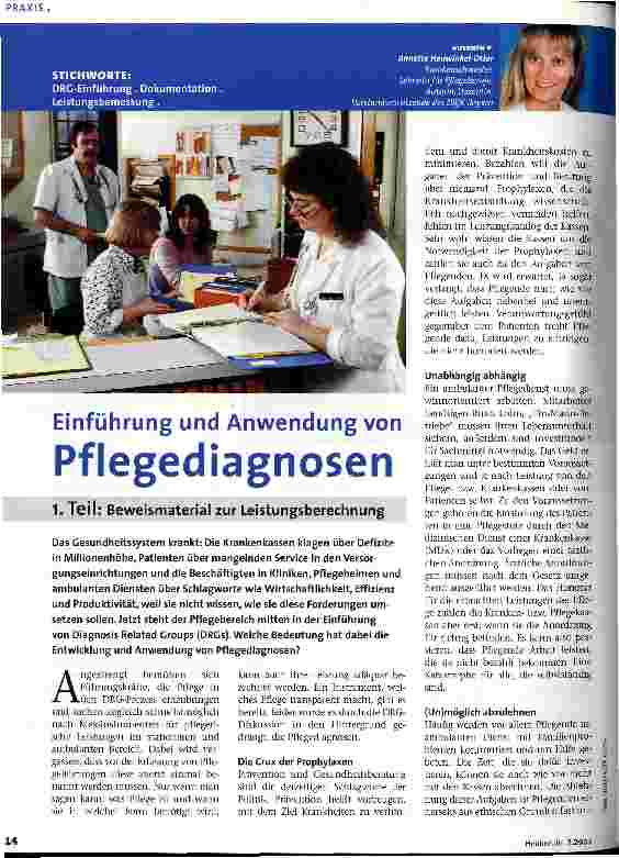 Vorschauseite 1: Einführung und Anwendung von Pflegediagnosen 1. Teil: Beweismaterial zur Leistungsberechnung