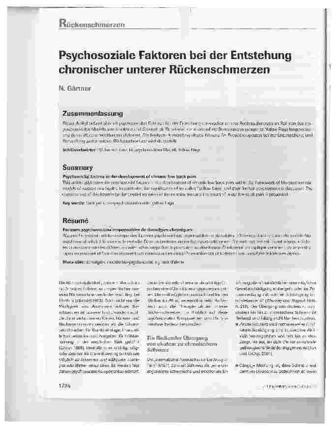 Vorschauseite 1: Psychosoziale Faktoren bei der Entstehung chronischer unterer Rückenschmerzen