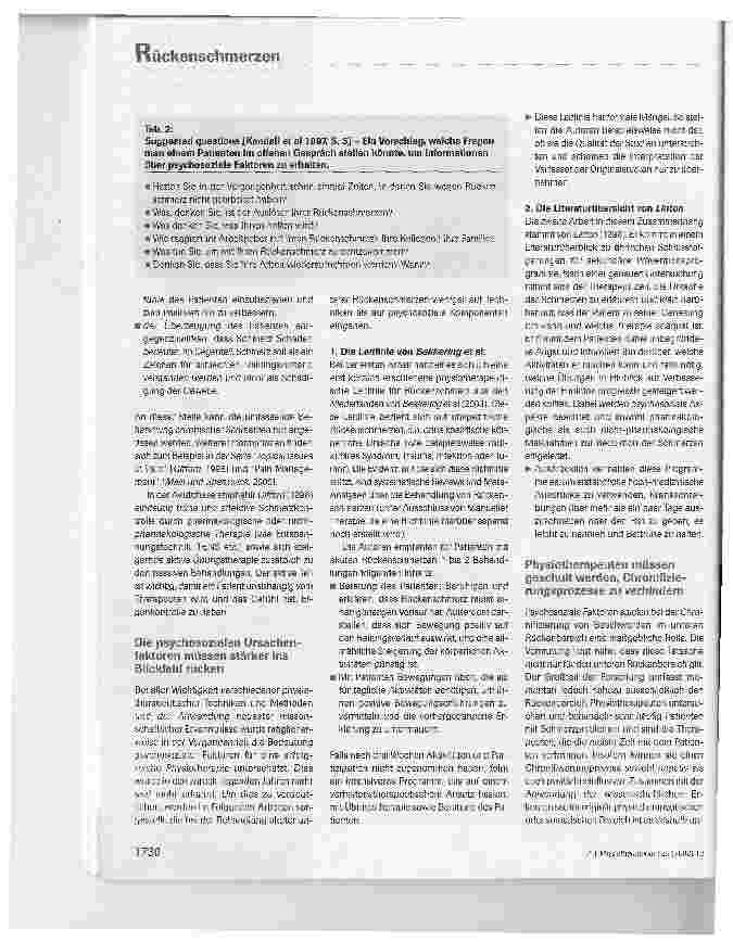 Vorschauseite 5: Psychosoziale Faktoren bei der Entstehung chronischer unterer Rückenschmerzen