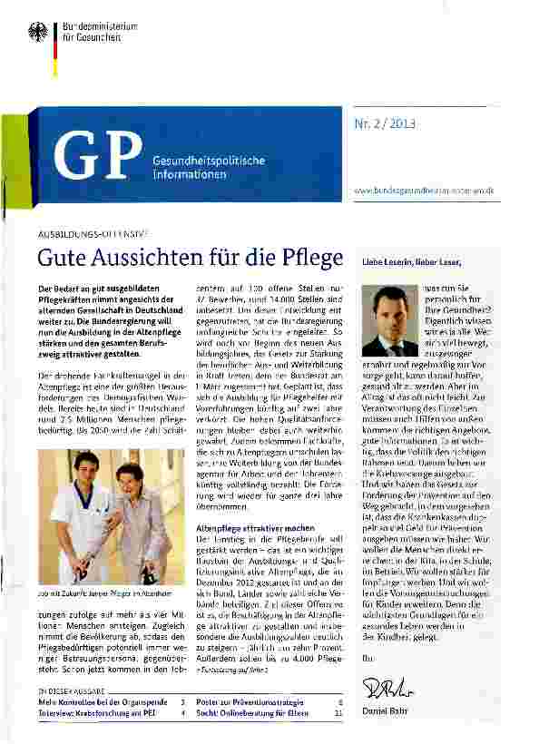 Vorschauseite 1: Gute Aussichten für die Pflege