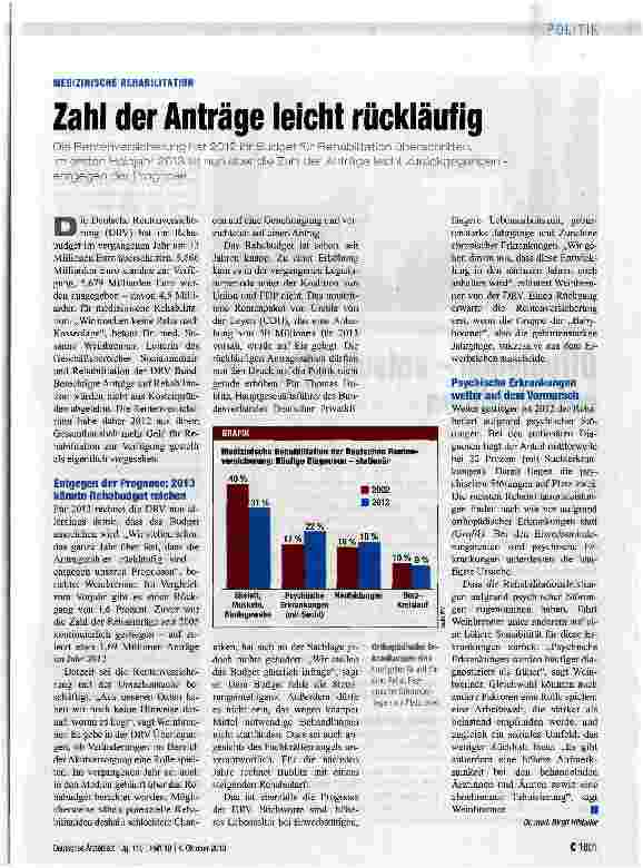 Vorschauseite 1: Zahl der Anträge leicht rückläufig