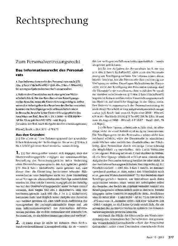 Vorschauseite 1: Das Informationsrecht des Personalrats