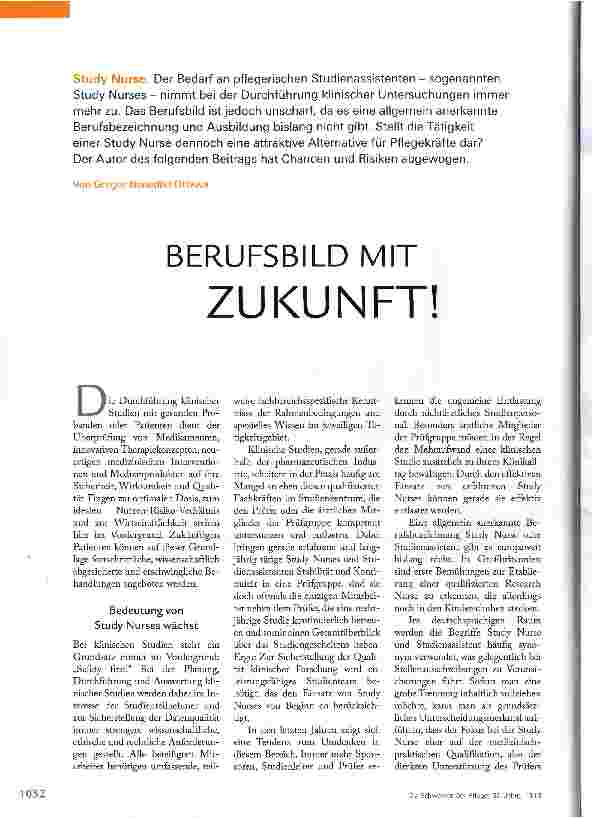 Vorschauseite 1: BERUFSBILD MIT ZUKUNFT!