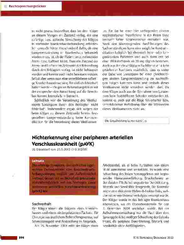 Vorschauseite 3: Fehlerhafte Nichtdiagnose einer Infektion mit dem Schweinegrippevirus (H1N1) OLG Hamm vom 29.7.2013 (3 U 26/13)