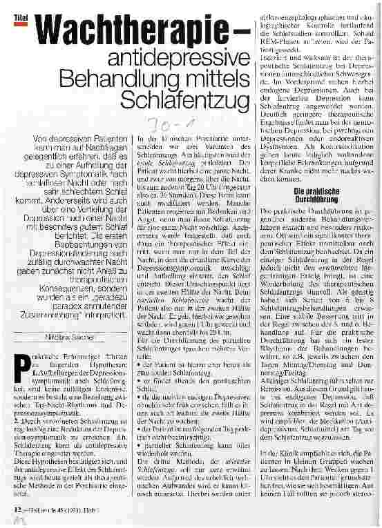 Vorschauseite 1: Wachtherapie - antidepressive Behandlung mittels Schlafentzug