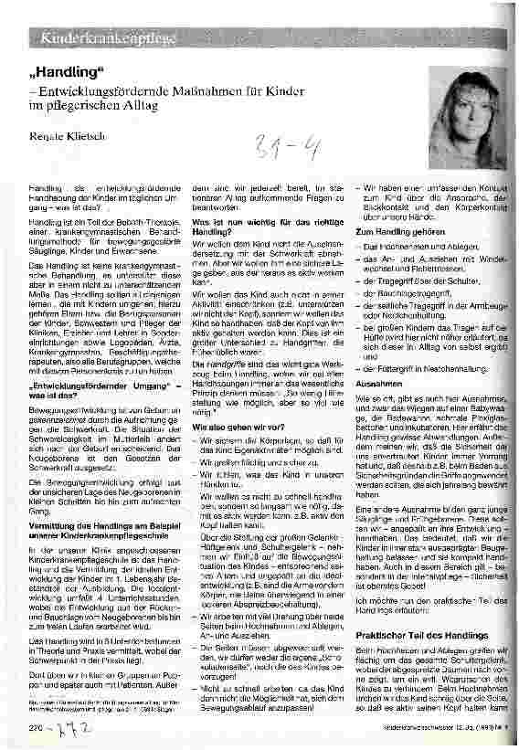 Vorschauseite 1: Handling (H) Entwicklungsfördernde Maßnahmen (E) für Kinder im pflegerischen Alltag