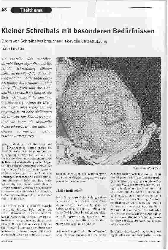 Vorschauseite 1: Kleiner Schreihals mit besonderen BedürfnissenEltern von Schreibabys brauchen liebevolle Unterstützung